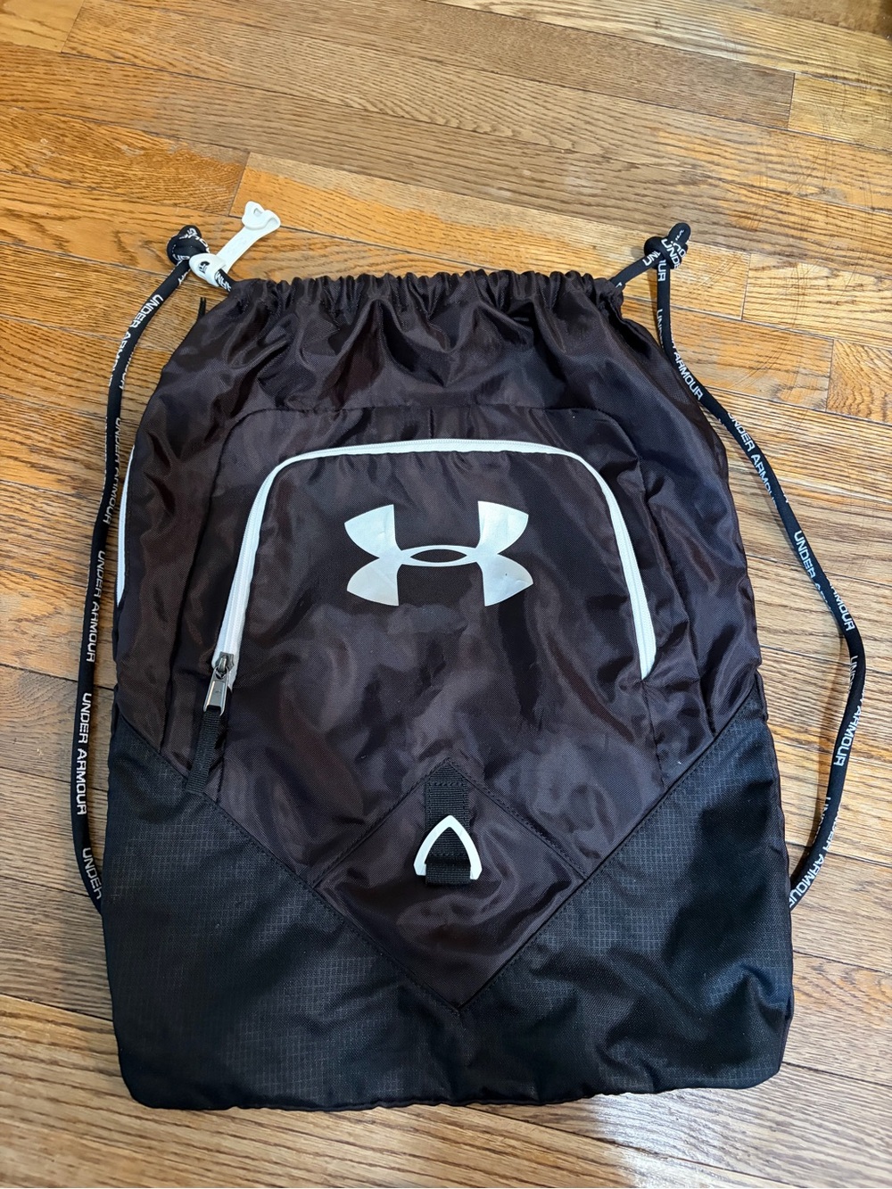 Under Armour Black and White Drawstring Backpack
